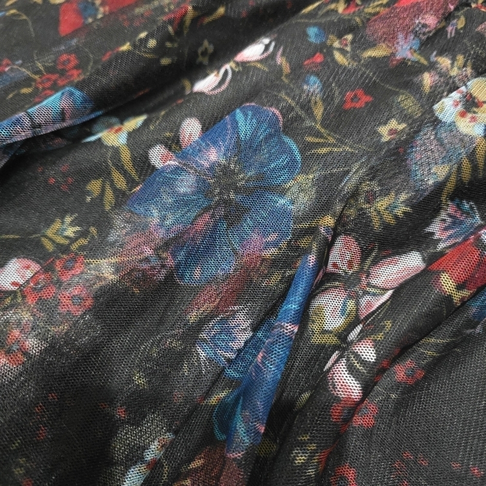 LAUREN CONRAD Disney Snow White Smocked A-Line Midi Skirt, Floral Printed Tulle - Picture 5 of 14